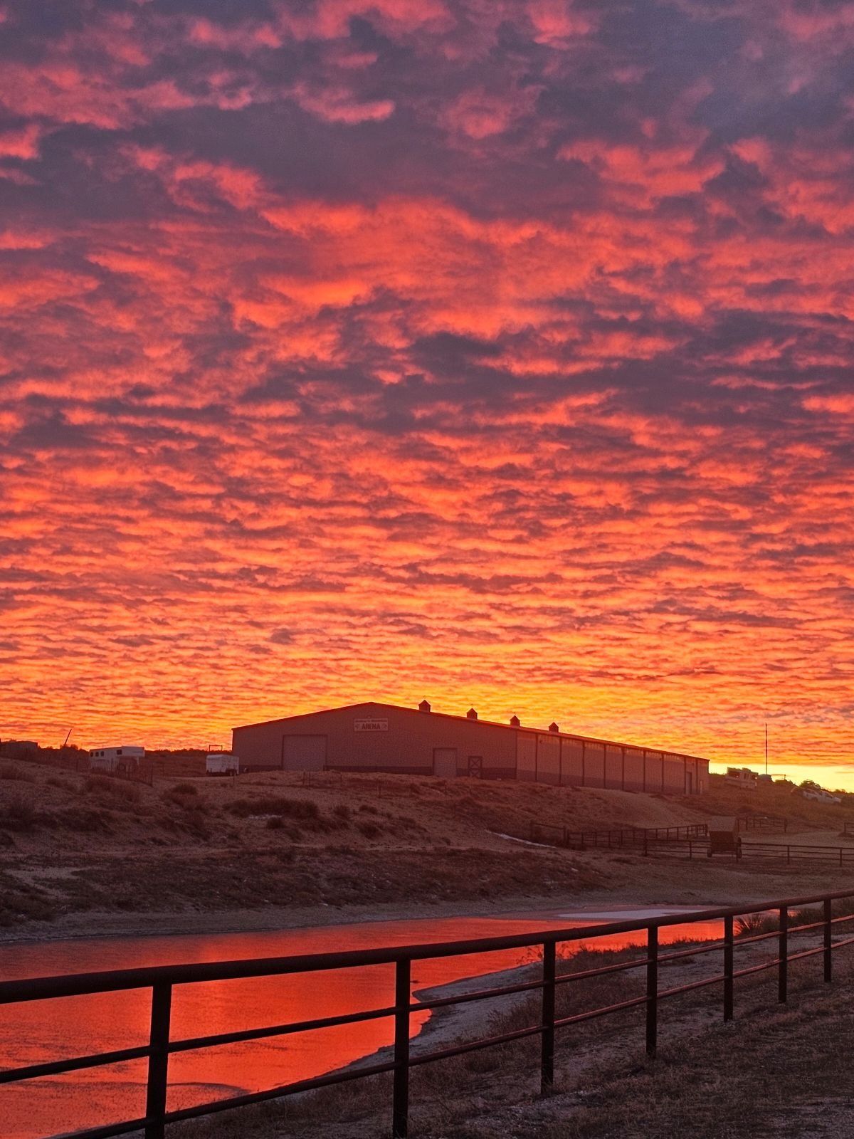 The facility at sunset